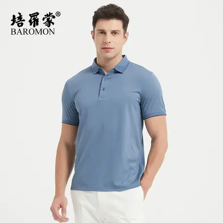 BAROMON/培罗蒙桑蚕丝短袖t恤男夏装薄款透气商务休闲翻领polo衫图片