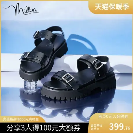 millies妙丽春夏季新款增高厚底休闲露趾学院风少女凉鞋00-15BL1图片
