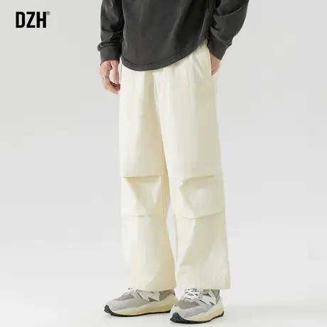 男士米色工装裤子男直筒宽松2023新款美式伞兵裤伐木裤休闲裤男款商品大图