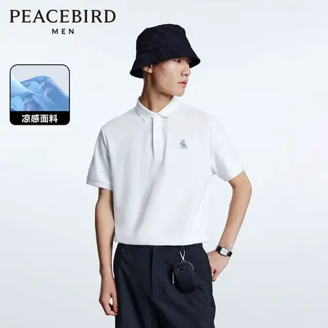 太平鸟男装夏季新款白色短袖Polo衫图片