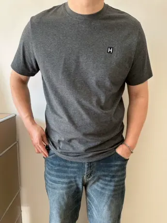 大依无忧夏新款H小标潮胖子大号加肥加大码圆领男士短袖t恤半袖商品大图