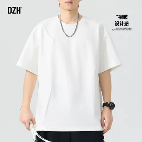 男士白色重磅t恤男2025新款潮男衣服圆领短袖男款夏宽松上衣半袖商品大图