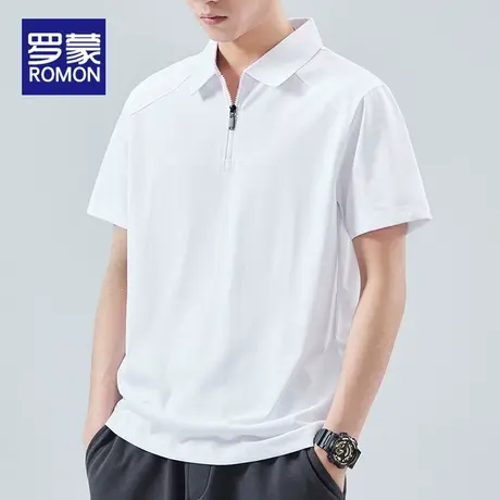 罗蒙冰丝Polo衫男士夏季薄款半拉链翻领半袖上衣服休闲短袖t恤男图片