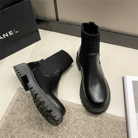 靴子夏款女2023新款时装靴网红超火厚底松糕休闲百搭炸街潮流短靴图片