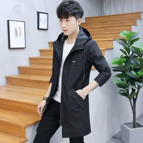 2023春秋季新款中长款风衣男士外套韩版潮牌夹克男装休闲帅气上衣商品大图