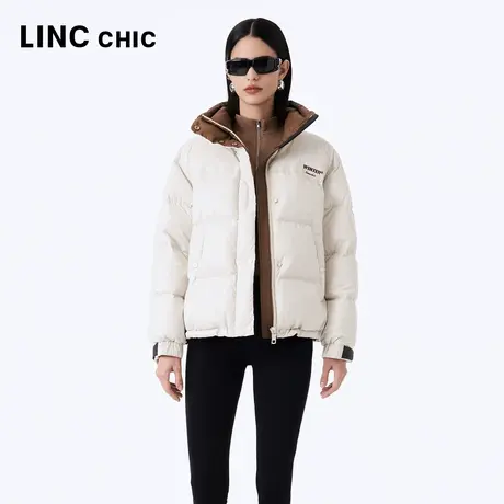 LINCCHIC金羽杰羽绒服女短款2023秋冬新品都市时髦免洗面包服1232图片