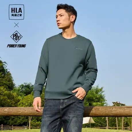 HLA/海澜之家智慧绒卫衣23秋冬新款经典加绒加厚刺绣休闲卫衣男生图片