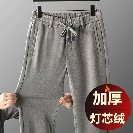 中年灯芯绒男裤秋冬季厚款细条绒裤宽松运动裤男加绒厚款爸爸裤子商品大图