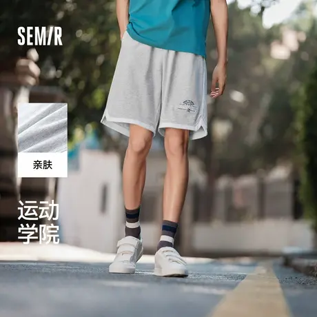 森马休闲中裤男假两件运动短裤夏季宽松五分裤印花刺绣针织裤学XY商品大图