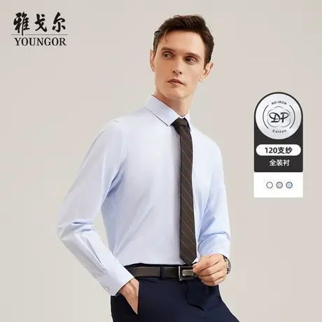 雅戈尔奥莱 男装秋季商务提花TNDP免烫装衬120支纱长袖商品大图