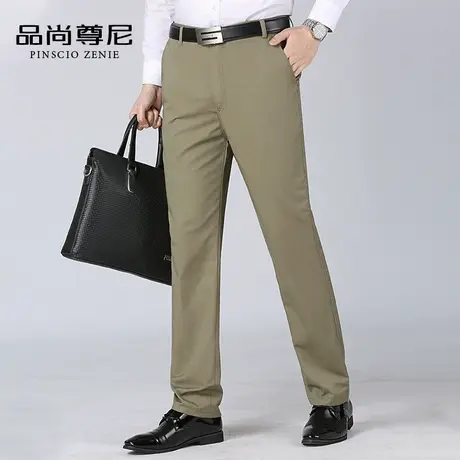男士裤子春秋薄款透气商务西裤休闲裤宽松版直筒爸爸装中老年长裤商品大图