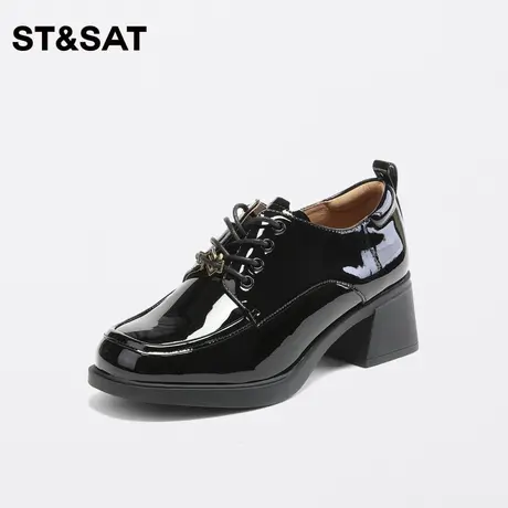 星期六时尚优雅女单鞋秋季新款金属扣饰厚底女鞋SS33112216图片