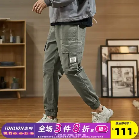 唐狮春秋季新款工装裤男潮牌宽松休闲长裤子韩版潮流黑色束脚裤商品大图