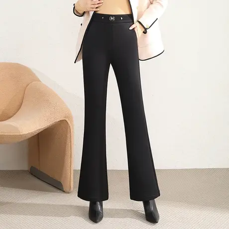 羽绒纱微喇裤女2023年秋冬新款保暖加绒休闲裤高腰显瘦时尚长裤子图片