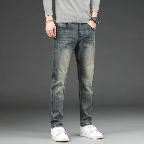 复古牛仔裤男修身直筒宽松长裤子简约柔软中腰五袋款经典潮裤子男商品大图