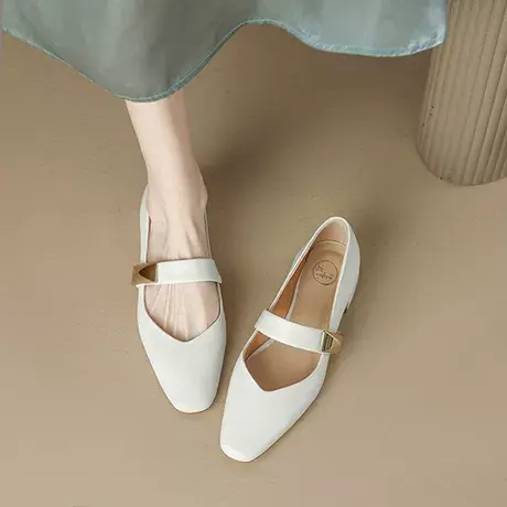 Safiya/索菲娅单鞋女2023新款夏季羊皮玛丽珍女鞋尖头气质高跟鞋商品大图