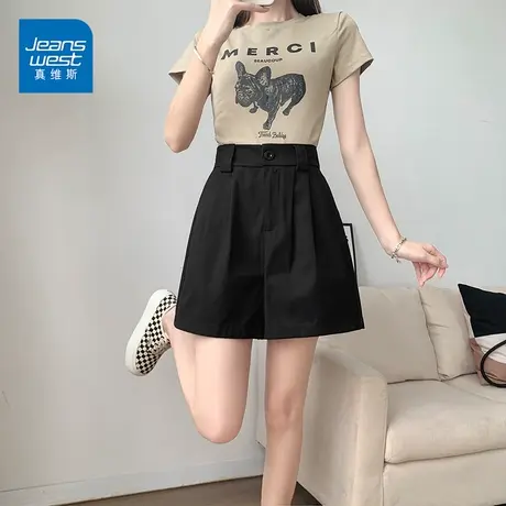 真维斯2023春季新款休闲西装五分裤高腰纯色中裤潮流图片