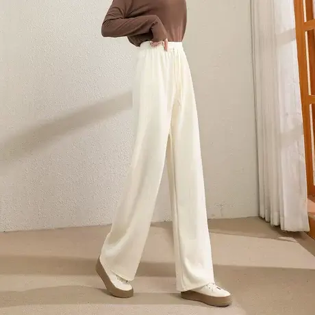 时尚百搭休闲长裤2022年冬季新款淑女气质温柔宽松显瘦通勤阔腿裤商品大图