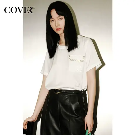 COVER夏季三醋酸前短后长短袖T恤商品大图