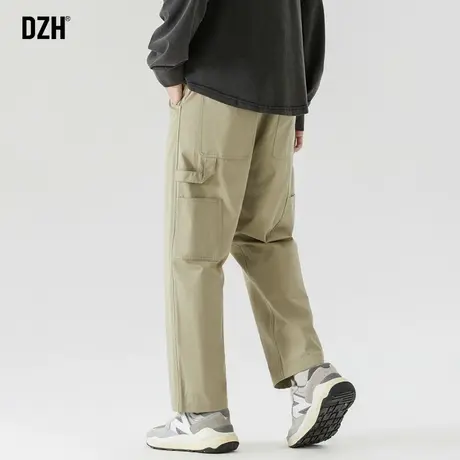 男士纯棉工装裤男直筒宽松2023秋休闲裤子男款美式高街直筒裤阔腿图片