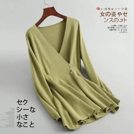 套头针织女法式小众上衣长袖收腰显瘦气质V领毛衣秋冬2022新款薄图片