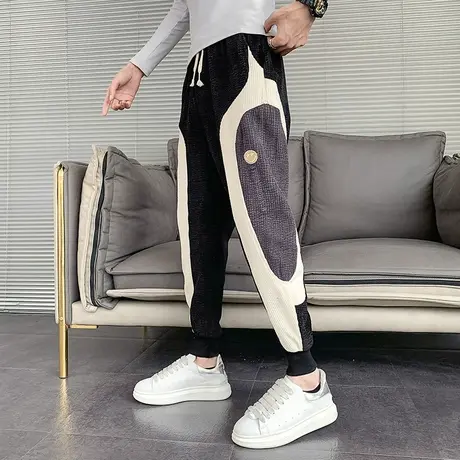 冬季男士裤子休闲裤哈伦裤卫裤宽松潮流束脚厚款运动网红潮牌ins商品大图