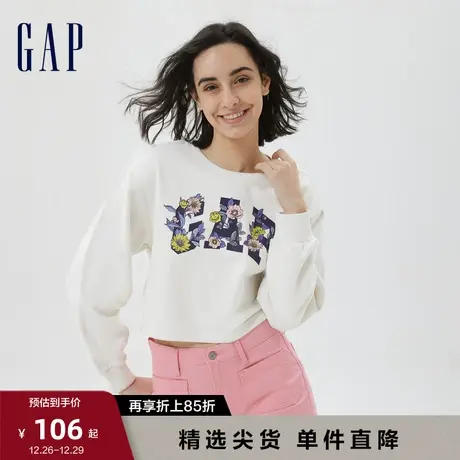 Gap女装秋季LOGO短款辣妹时尚法式圈织软卫衣运动休闲上衣591048商品大图