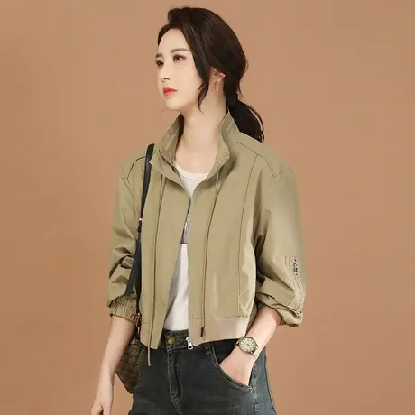 韩潮袭人韩版休闲立领拼接外套女2024春季新款百搭棒球服上衣商品大图