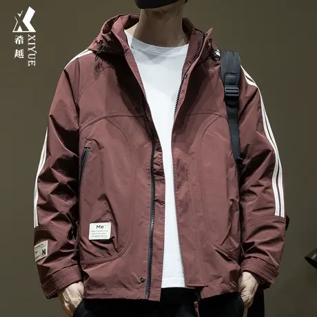 希越户外防水夹克男2024春秋新款宽松大码男士运动外套工装高级感商品大图