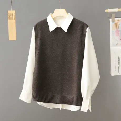 早春针织马甲背心女叠穿2024新款圆领小个子上衣洋气马夹毛衣坎肩图片