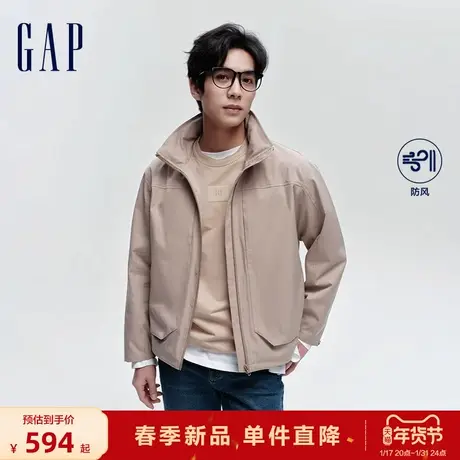 Gap男装春季2024新款LOGO通勤户外防风立领夹克宽松外套428974图片