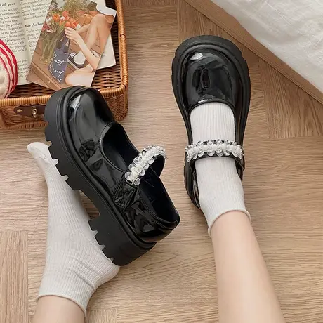 法式玛丽珍鞋女2024年春夏季新款复古英伦风单鞋厚底粗跟小皮鞋潮商品大图