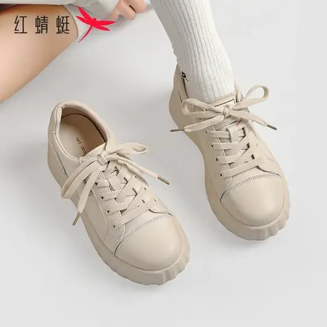 红蜻蜓厚底小白鞋女2023夏季新款百搭平底休闲板鞋超火薄款女鞋子商品大图