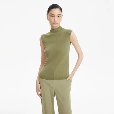 LANCY/朗姿绵羊毛衫无袖立领针织衫女显瘦高级无袖吊带女装奥莱商品大图