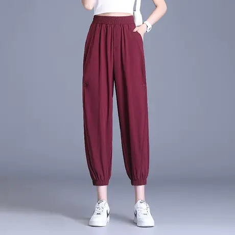 夏季防蚊速干裤女哈伦裤薄款2023新款松紧腰小个子束脚九分休闲裤图片