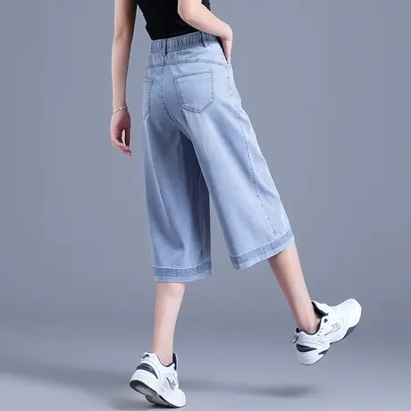 天丝牛仔裤女夏季薄款夏天宽松7分冰丝裤六分阔腿裤女七分裤中裤图片