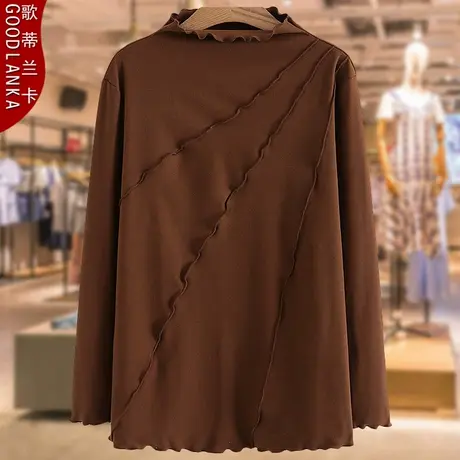 中年四五十岁妈妈装秋冬款打底衫洋气加肥加大码木耳边上衣200斤商品大图