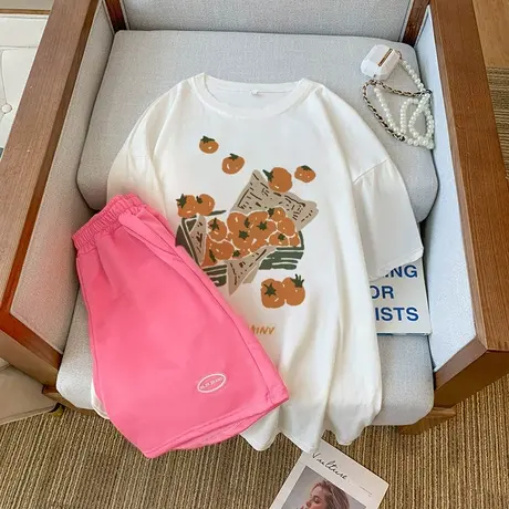 网红炸街运动服套装跑步女夏季薄款时尚短袖短裤小个子休闲两件套图片