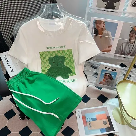 网红炸街运动休闲套装女夏季薄款短袖短裤时尚洋气时髦两件套跑步商品大图