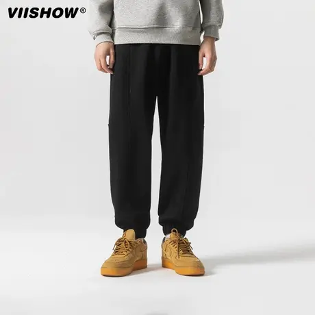 VIISHOW裤子男士春季宽松美式潮牌高街休闲裤灰色长裤运动卫裤商品大图