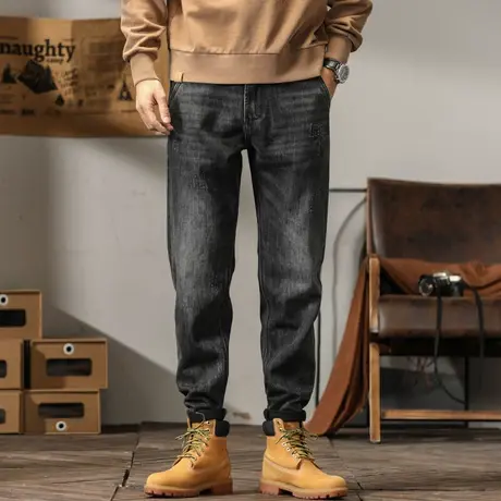 时尚男款牛仔裤潮流大码百搭男士牛仔裤休闲时尚水洗直筒牛仔裤商品大图