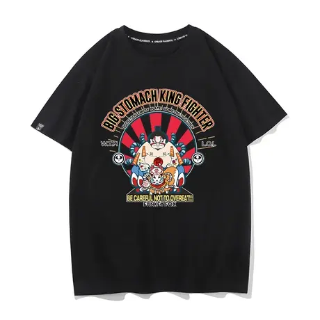 吃货减肥日本浮世绘夏季男士t恤短袖柴犬肥宅衣服纯棉打底衫情侣图片