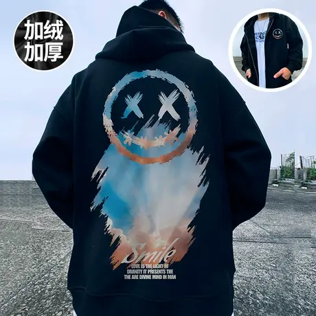 小恶魔卫衣春秋季ins开衫胖子oversize大码宽松加绒加厚连帽外套商品大图