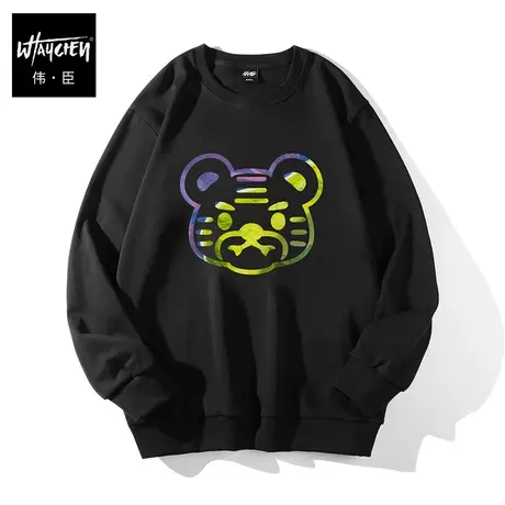 伟臣潮牌大码男装春季圆领卫衣外套男胖子加肥加大宽松纯棉上衣男商品大图