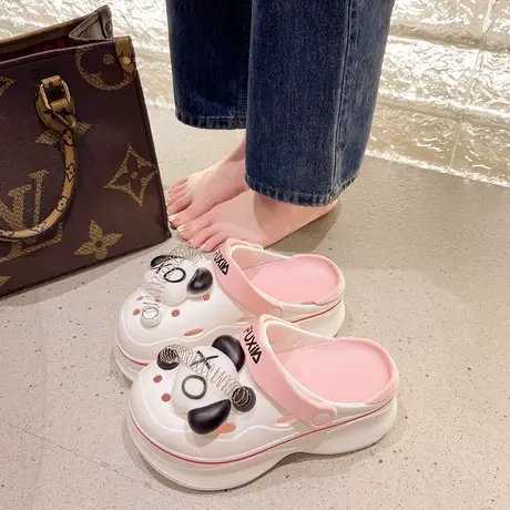 2023年新款夏季女生可爱卡通沙滩凉拖居家厚底室内凉拖两穿洞洞鞋图片