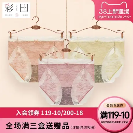 彩田2023春夏新款锦纶中腰性感蕾丝高叉抗菌底裆薄款三角内裤图片