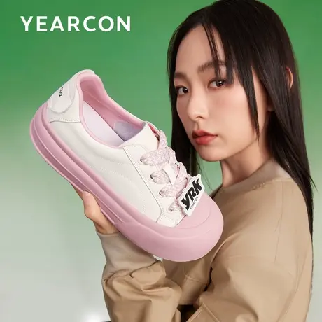 意尔康大头小白鞋女2025春季新款黑白饼干鞋圆头休闲舒适百搭板鞋图片