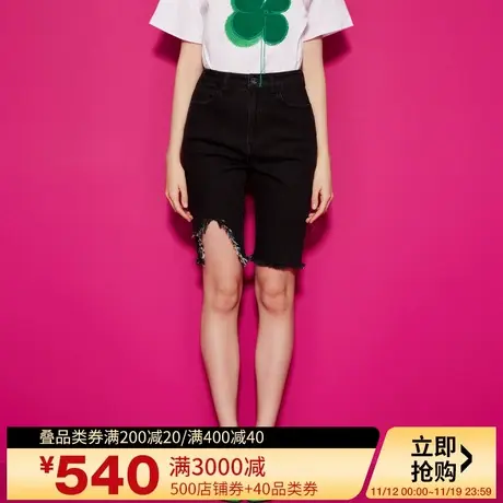 Juicy Couture橘滋23女装新款个性不规则扣弹力牛仔短裤商品大图