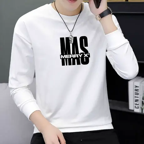 无帽卫衣男ins秋冬款加绒加厚宽松上衣服圆领套头长袖男潮流百搭商品大图