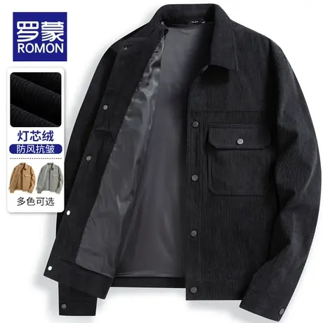 罗蒙灯芯绒外套男款春秋季新款美式复古潮牌衣服工装夹克休闲上衣商品大图